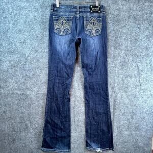 Grace In LA Jeans Women 27 Blue Denim Y2K Stretch Studded Distressed Bootcut Leg